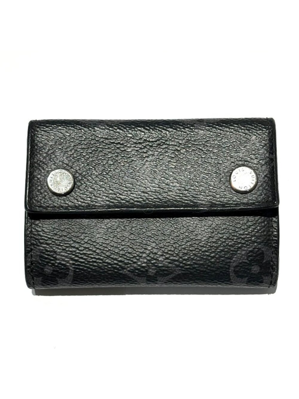 Louis Vuitton Discovery Compact Wallet Monogram Eclipse Trifold Gray
